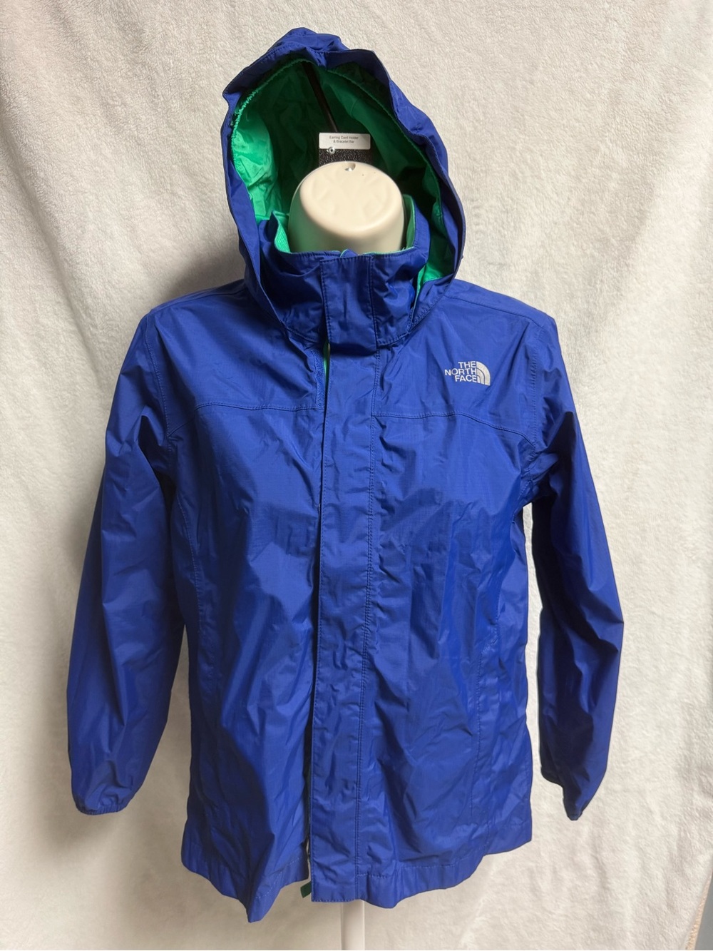 The North Face Blue Rain Jacket with Green Lining